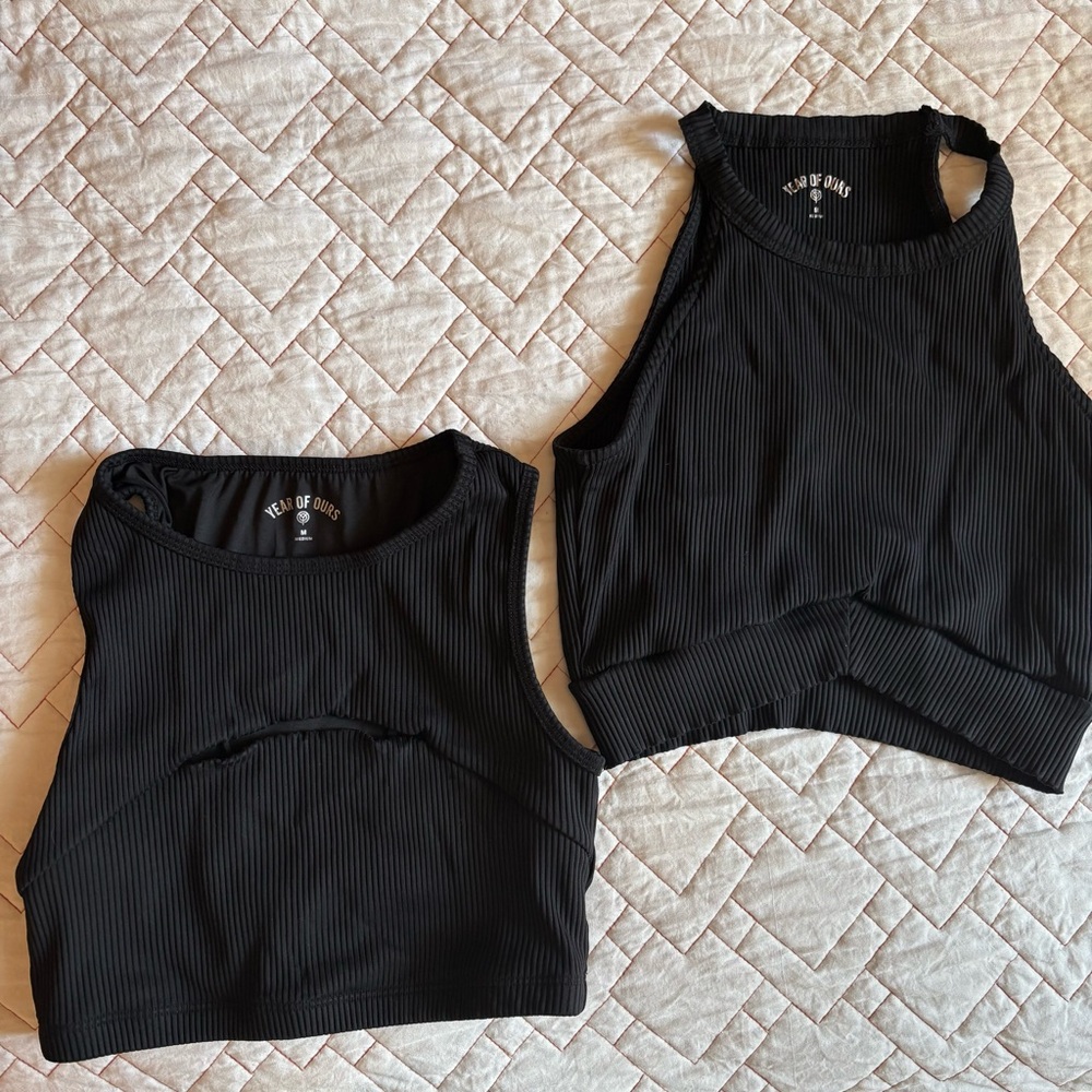 Year of Ours Black Ribbed Crop Top Bundle